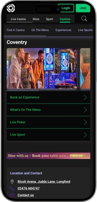 Grosvenor Casino Coventry App